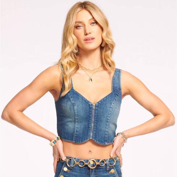 Ramy Brook Jackets & Blazers - Ramy Brook Clemence Denim Vest Cropped Top Blue Jean NWT S / M
